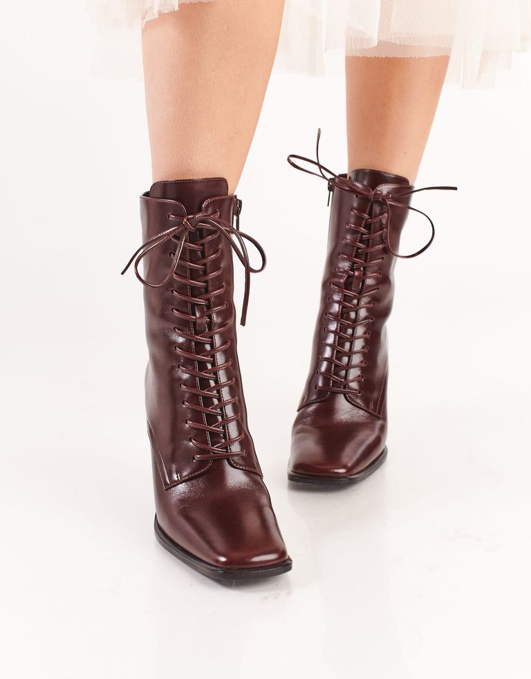 נעלי נשים - Jeffrey Campbell - מגפוני עקב עם שרוכים SCRI - חום3