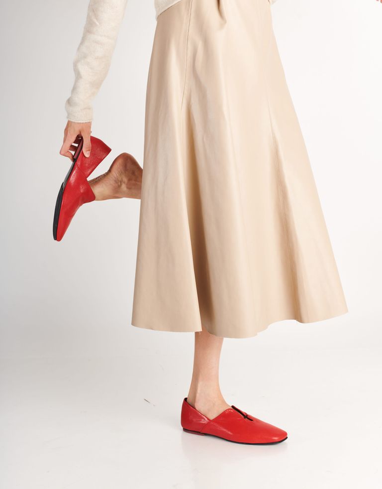 נעלי נשים - Yuko Imanishi - נעלי עור שטוחות  AZU - אדום