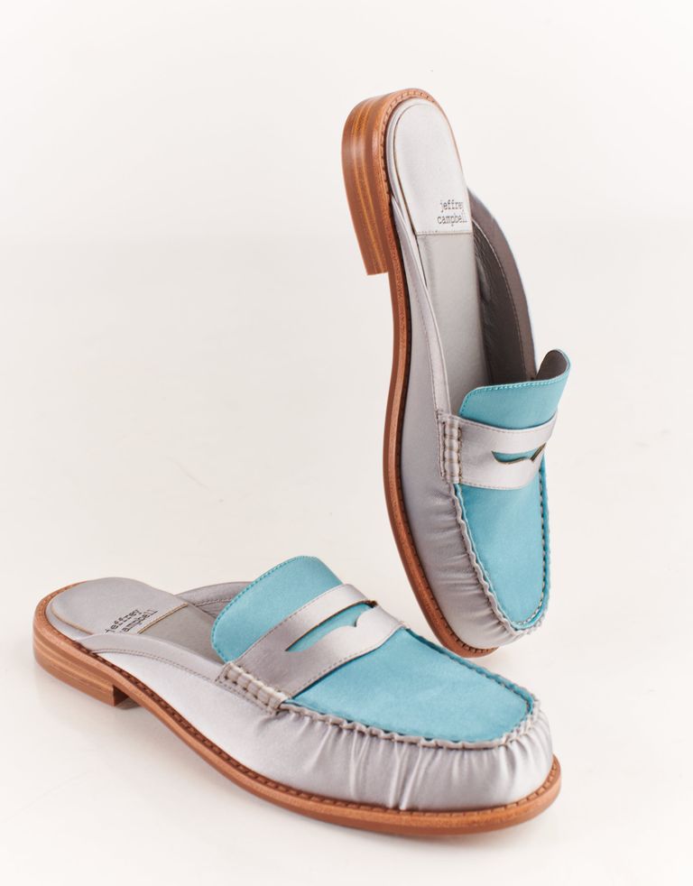 נעלי נשים - Jeffrey Campbell - כפכפי בד שטוחים CASUAL - אפור   כחול