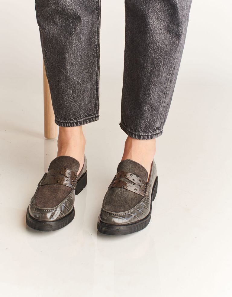 נעלי נשים - Jeffrey Campbell - מוקסינים משולבים LENNA F - אפור2