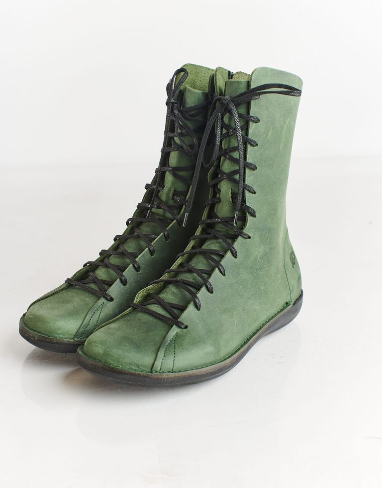 נעלי נשים - loints of Holland - מגפיים עם שרוכים NATURAL - ירוק
