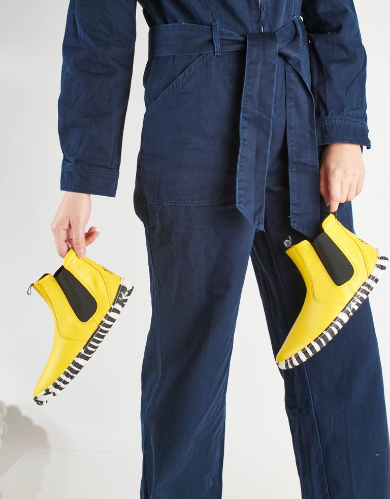 נעלי נשים - Paperkrane - מגפוני צ'לסי סוליית זברה - צהוב