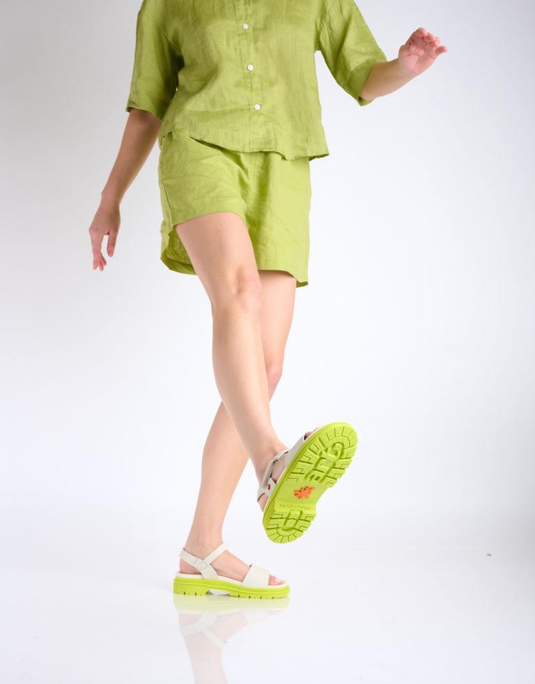 נעלי נשים - Art - סנדלי עור BIRMINGHAM - לבן   ירוק