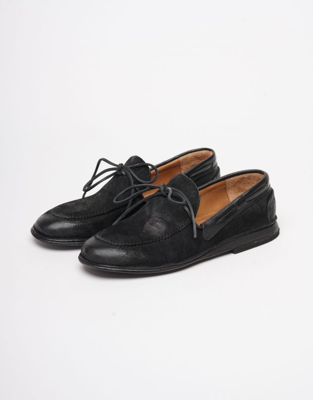נעלי גברים - A.S. 98 - נעלי מוקסין עם שרוך ALFRE - שחור