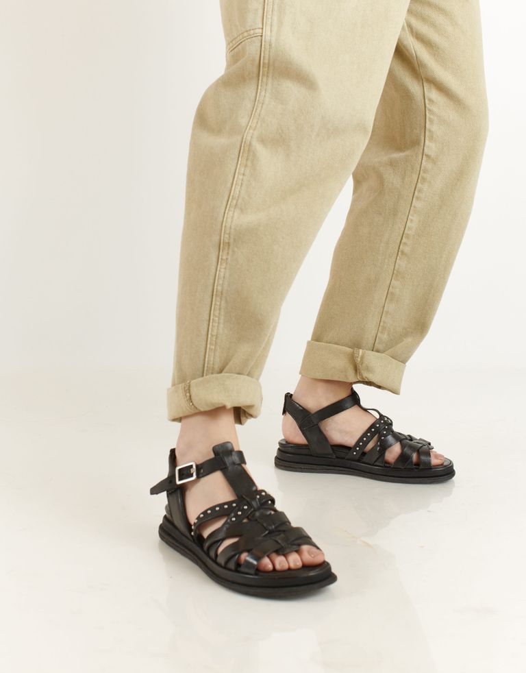 נעלי נשים - A.S. 98 - סנדלי רצועות וניטים SPOON - שחור