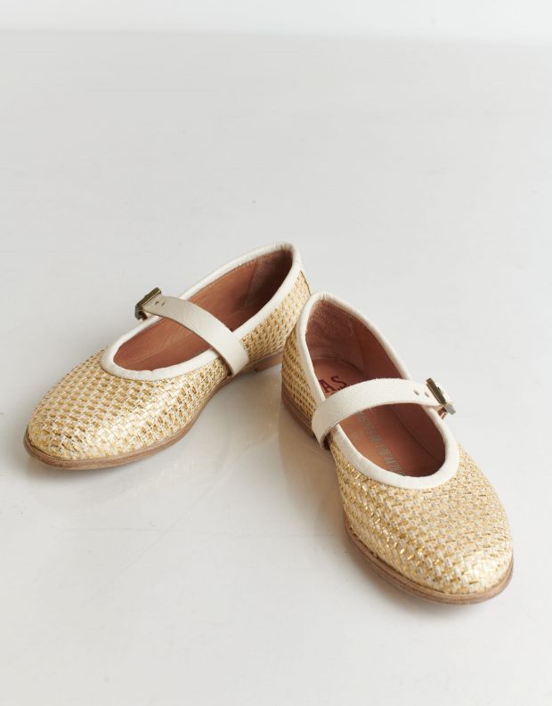 נעלי נשים - A.S. 98 - נעלי בובה JAZZINA - לבן   זהב