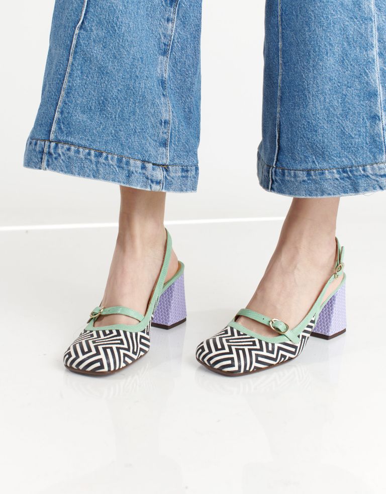 נעלי נשים - Chie Mihara - סנדלי עקב SUNAMI - ירוק   סגול