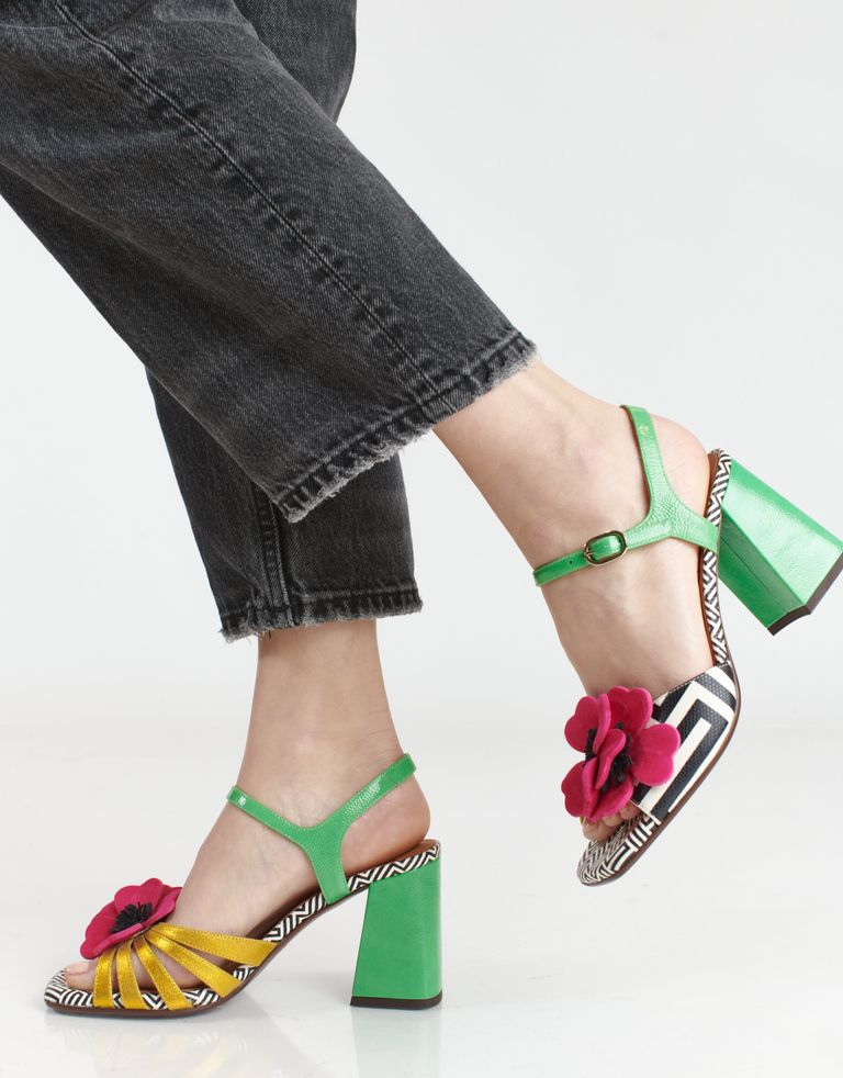 נעלי נשים - Chie Mihara - סנדלי עקב PIROTA - שחור ירוק