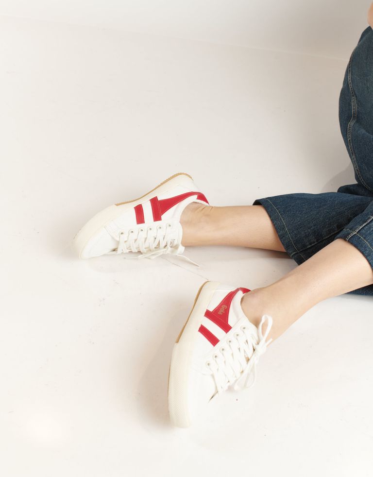 נעלי נשים - Gola - סניקרס בד STRATUS - לבן   אדום