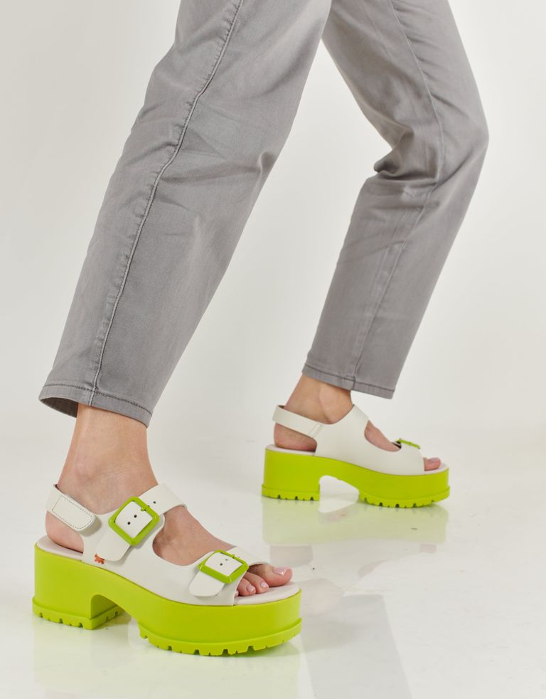 נעלי נשים - Art - סנדלי פלטפורמה MANCHESTER - לבן   ירוק