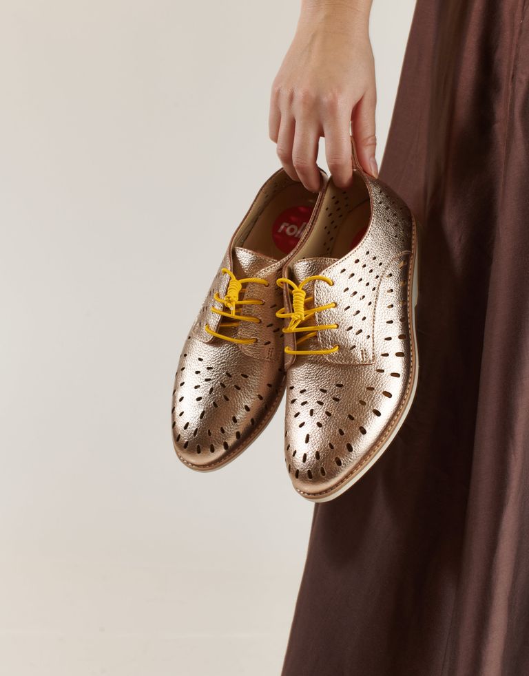 נעלי נשים - Rollie - נעלי עור DERBY LAZER - זהב