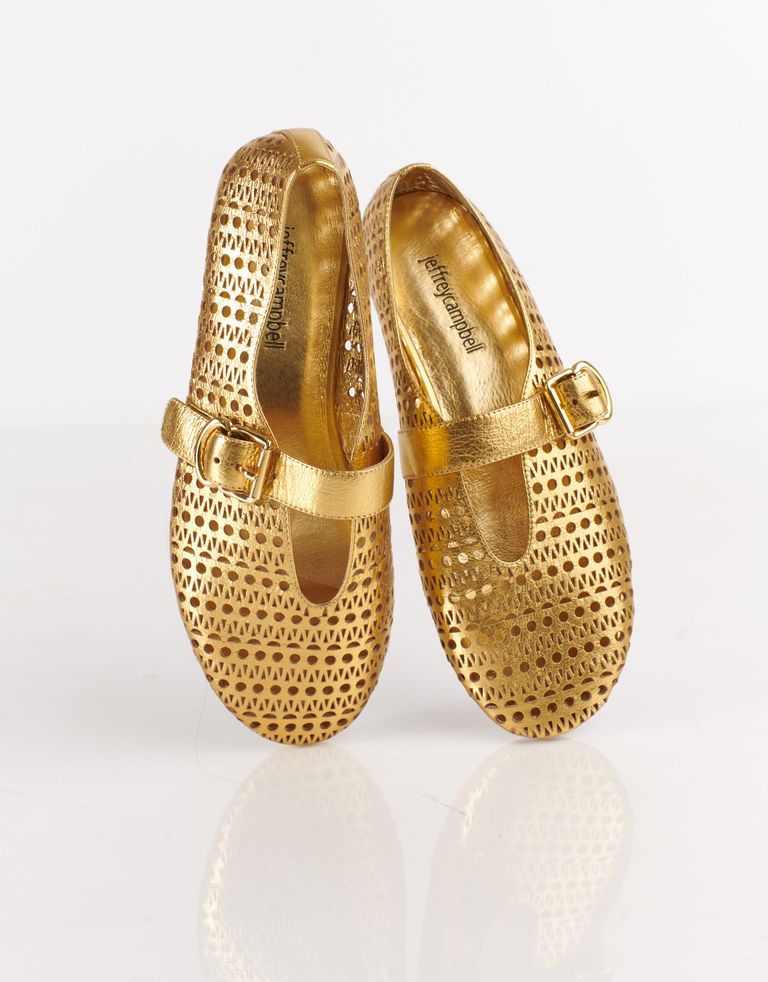נעלי נשים - Jeffrey Campbell - נעלי בובה מטאליות SHELLY - זהב