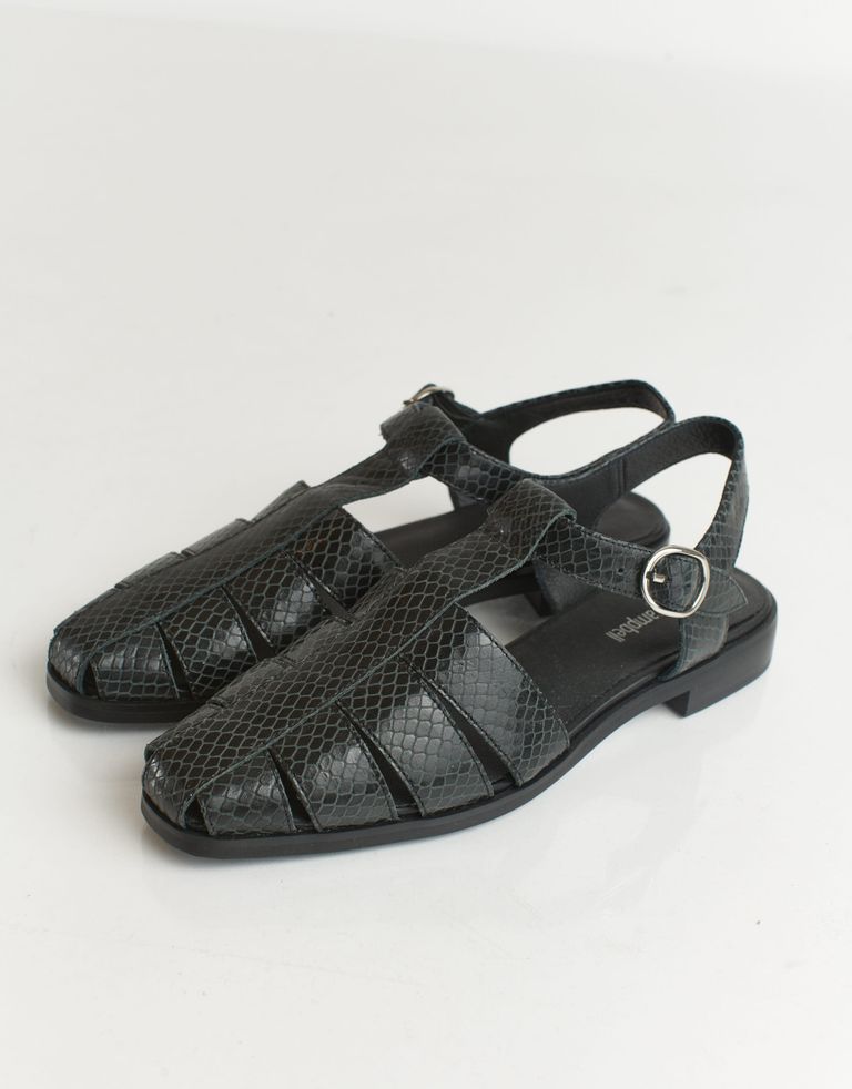 נעלי נשים - Jeffrey Campbell - סנדלי עור LANDEN  נחש - כחול4