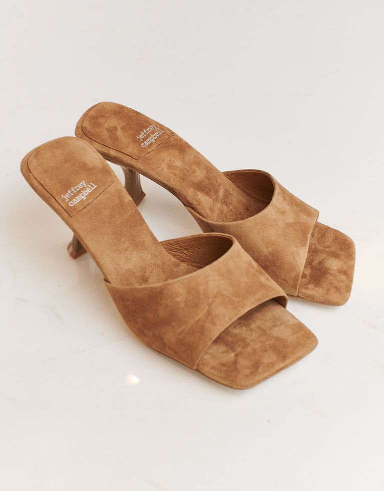 נעלי נשים - Jeffrey Campbell - כפכפי זמש עם עקב MR  BIG - חום3
