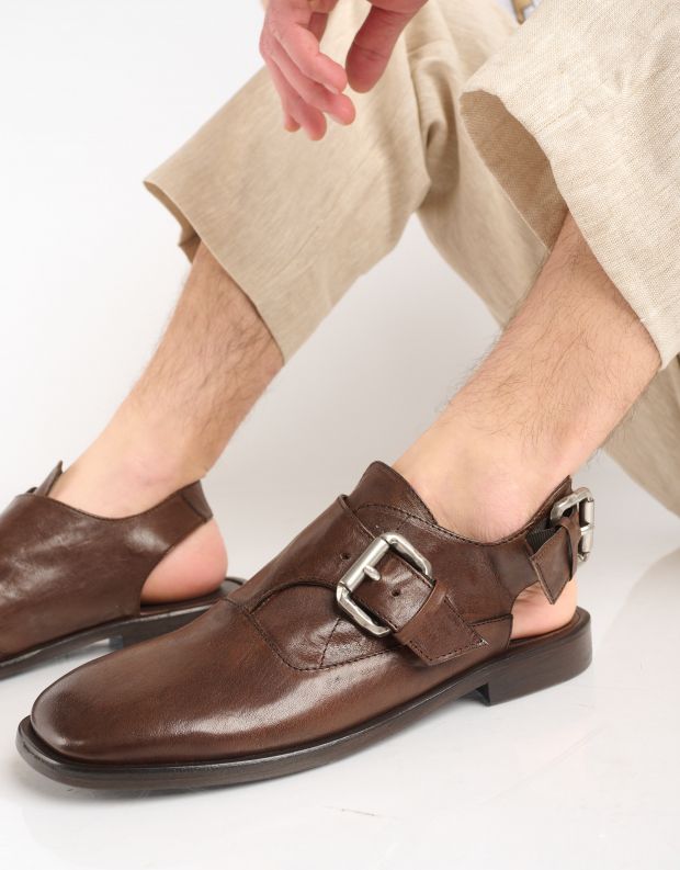 נעלי גברים - Ernesto Dolani - סנדלי עור MILO - חום