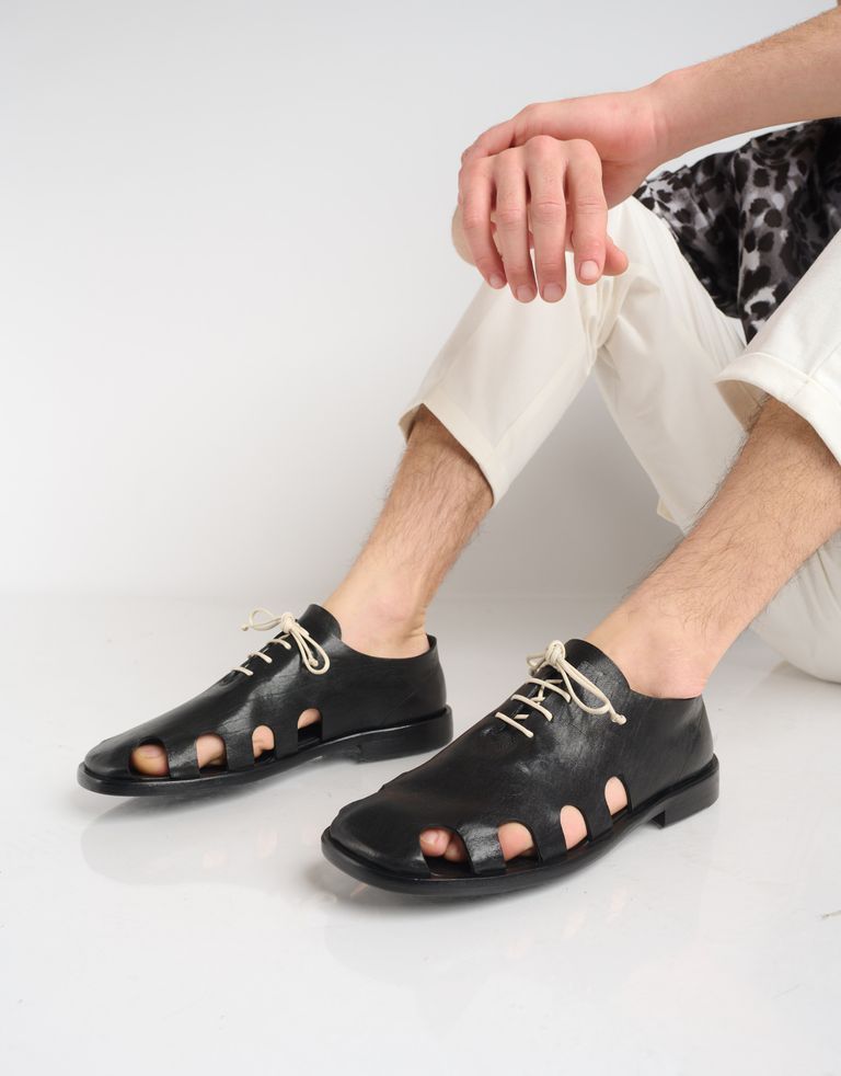 נעלי גברים - Ernesto Dolani - נעלי עור עם שרוכים MILO - שחור