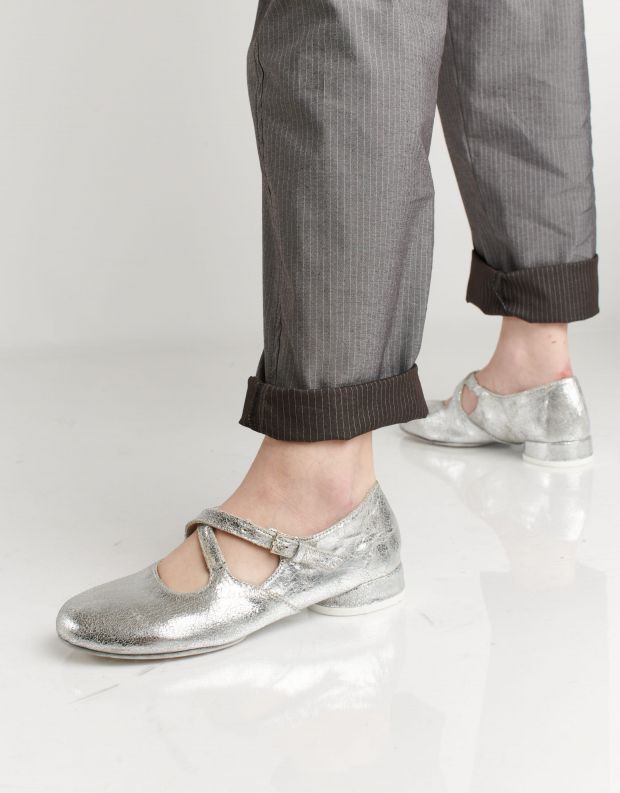 נעלי נשים - Ernesto Dolani - נעלי עור רצועת  איקס GALA - כסף