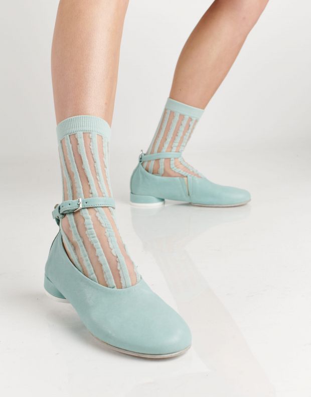 נעלי נשים - Ernesto Dolani - נעלי עור עם קולר GALA - תכלת