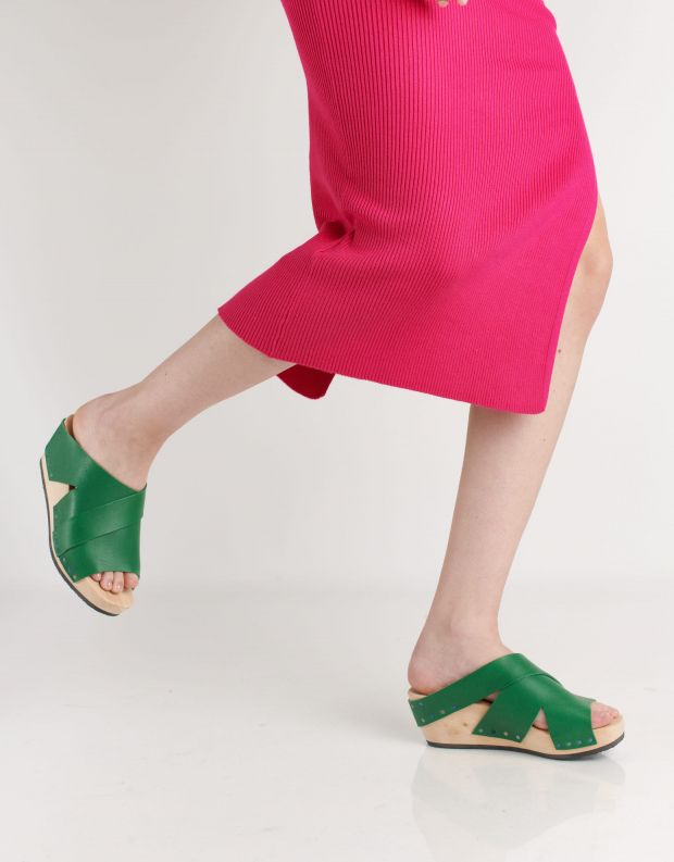 נעלי נשים - Trippen - כפכפים LASSO WOOD - ירוק