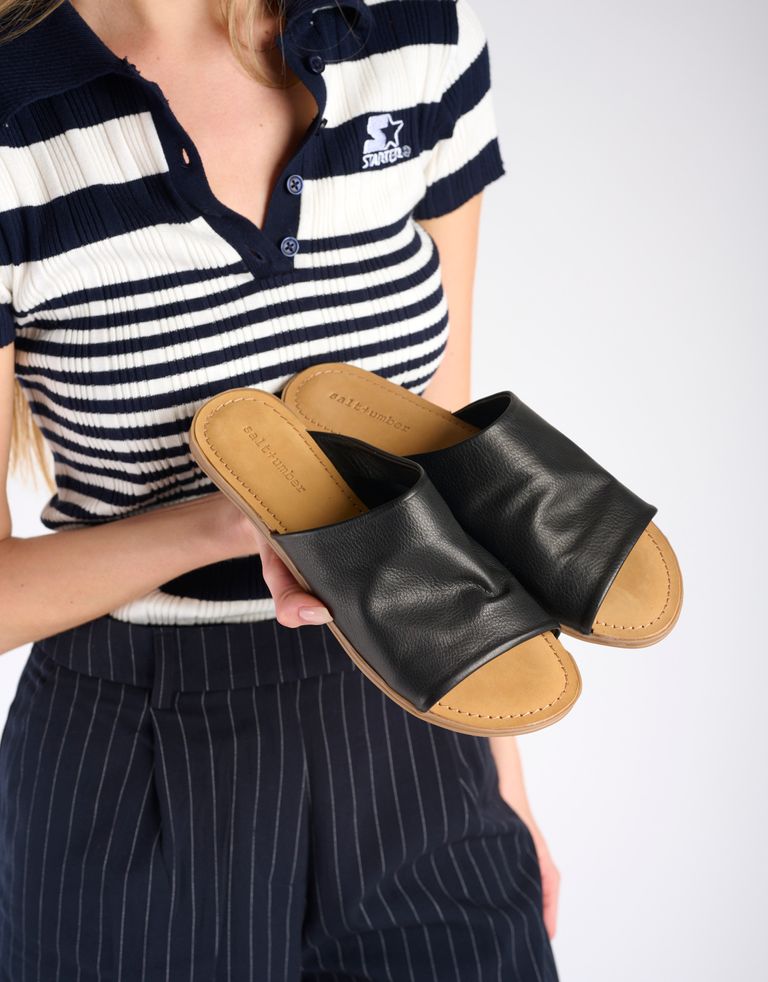 נעלי נשים - Salt+Umber - כפכפים שטוחים TROPEZ - שחור