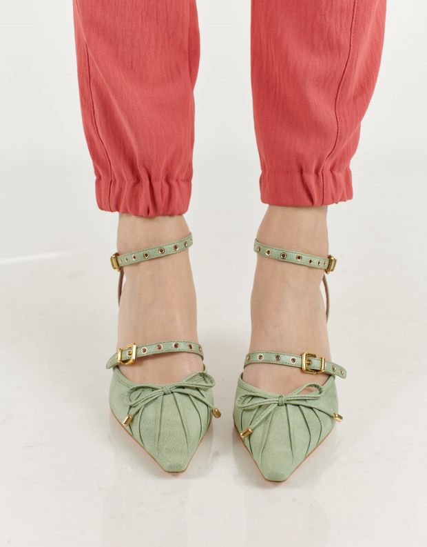 נעלי נשים - Vicenza - נעלי סירה עם קולר JAPAO - ירוק בהיר