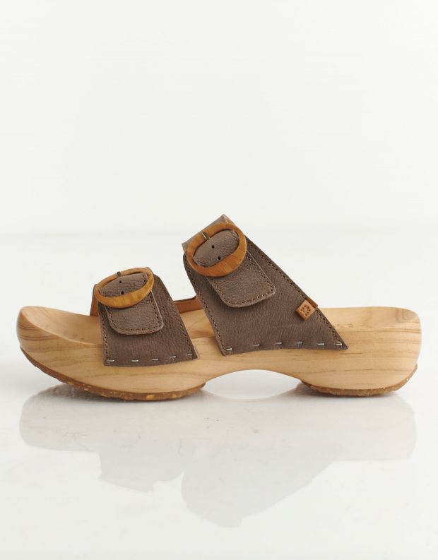 נעלי נשים - El Naturalista - כפכפי עץ רצועות SHOKUNIN - אפור