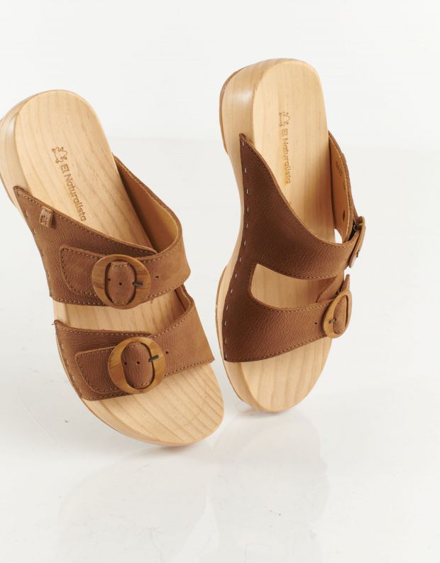 נעלי נשים - El Naturalista - כפכפי עץ רצועות SHOKUNIN - חום