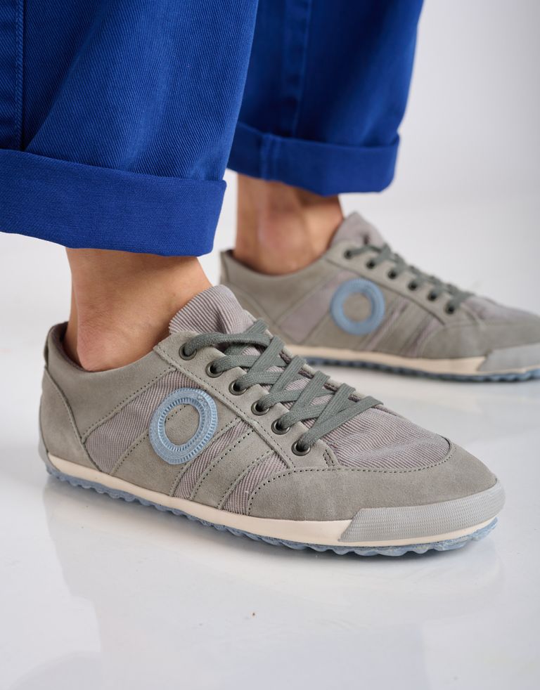 נעלי גברים - Aro - סניקרס עור ובד IDO - אפור בהיר2