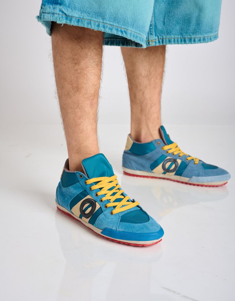 נעלי גברים - Aro - סניקרס גבוהות בד ועור IDO - כחול2