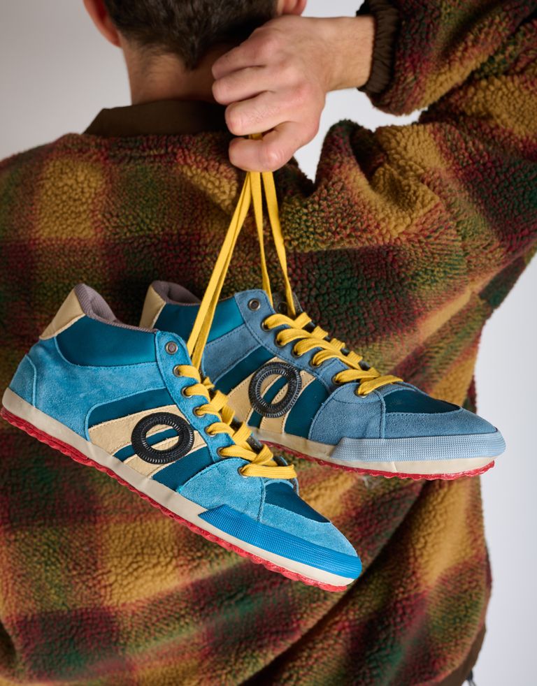 נעלי גברים - Aro - סניקרס גבוהות בד ועור IDO - כחול3