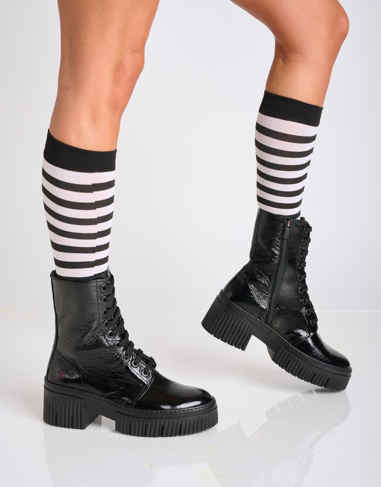 נעלי נשים - Art - מגפוני לק עם שרוכים YORK - שחור2