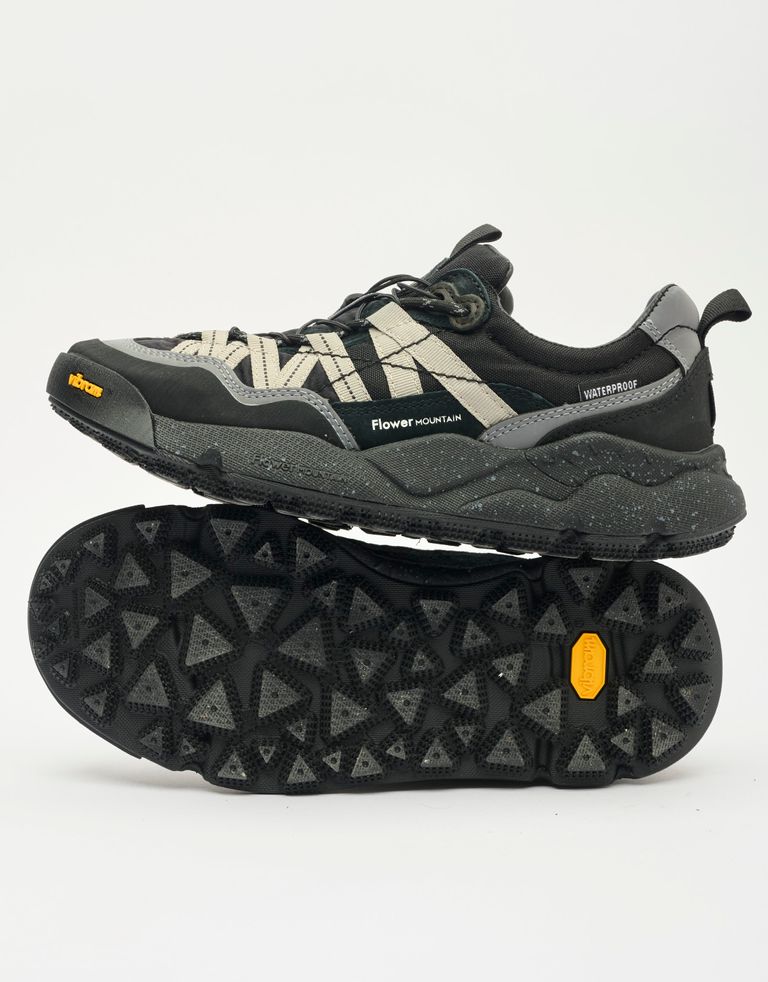 נעלי נשים - Flower Mountain - סניקרס זמש ובד IWANO - שחור אפור2