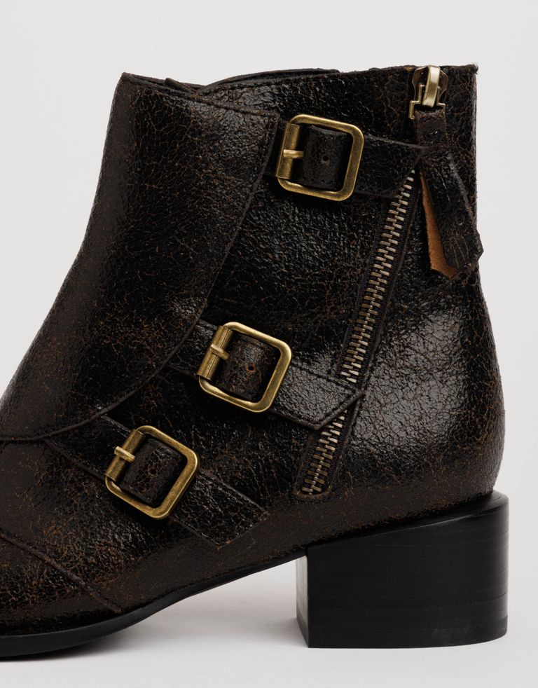 נעלי נשים - Jeffrey Campbell - מגפוני עור DUCKI - חום1