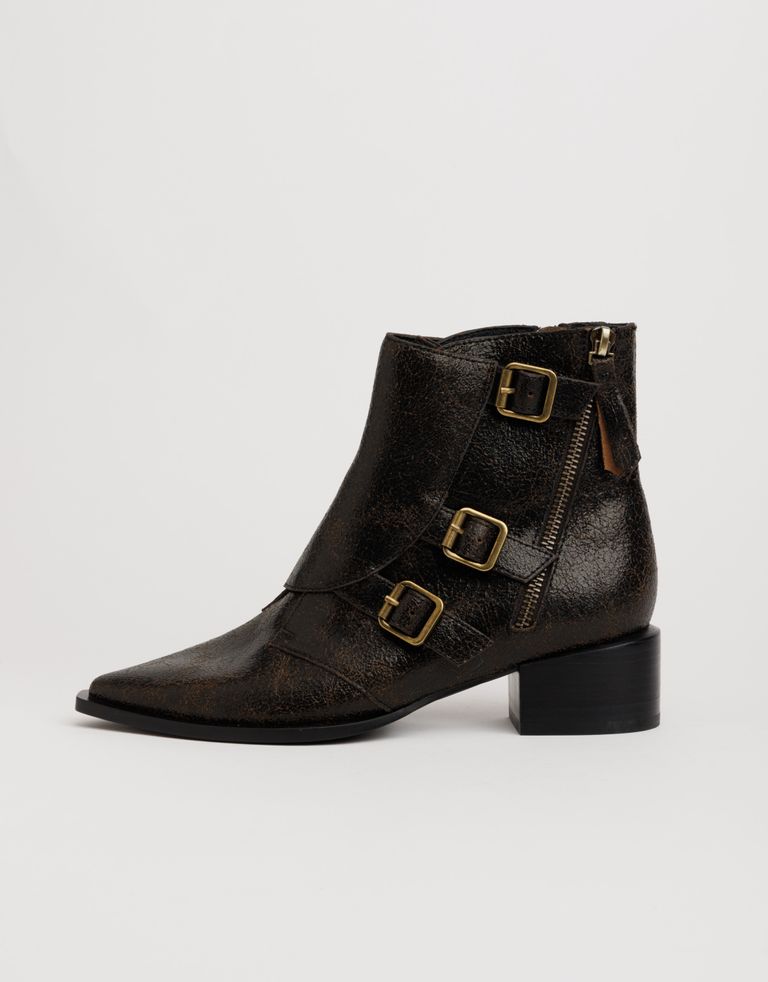 נעלי נשים - Jeffrey Campbell - מגפוני עור DUCKI - חום4