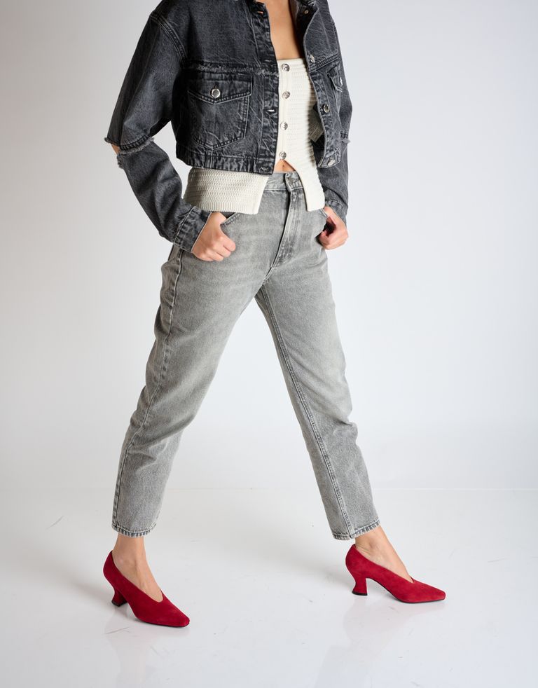 נעלי נשים - Jeffrey Campbell - נעלי סירה מזמש HINTS - אדום2