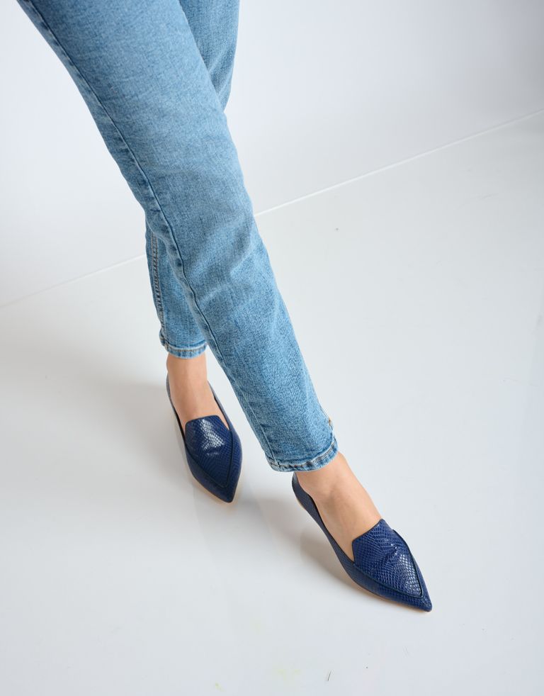 נעלי נשים - Jeffrey Campbell - נעלי סירה VIONA  נחש - כחול2