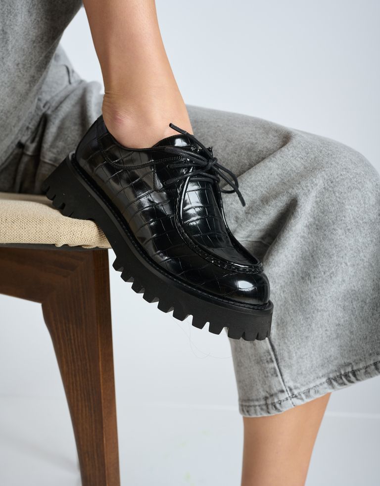 נעלי נשים - Jeffrey Campbell - נעלי אוקספורד WRITER CROC - שחור