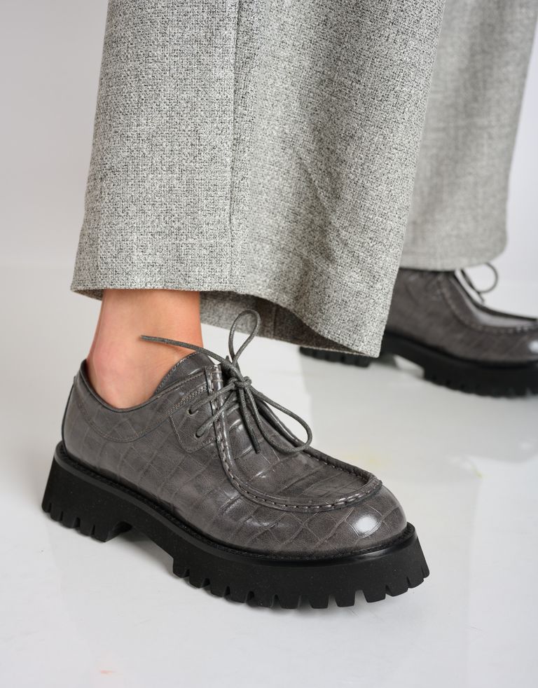 נעלי נשים - Jeffrey Campbell - נעלי אוקספורד WRITER CROC - אפור2