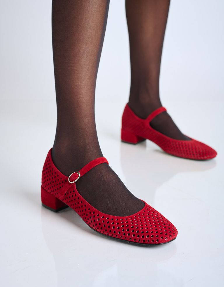 נעלי נשים - Jeffrey Campbell - נעלי בובה מזמש TOPTIER - אדום3