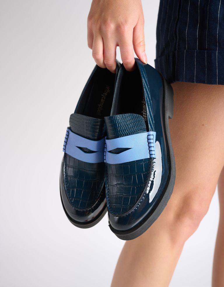 נעלי נשים - Jeffrey Campbell - מוקסינים משולבים LENNA - כחול3