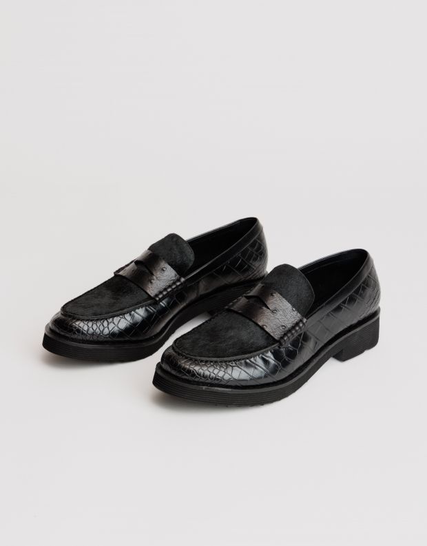 נעלי נשים - Jeffrey Campbell - מוקסינים משולבים LENNA F - שחור