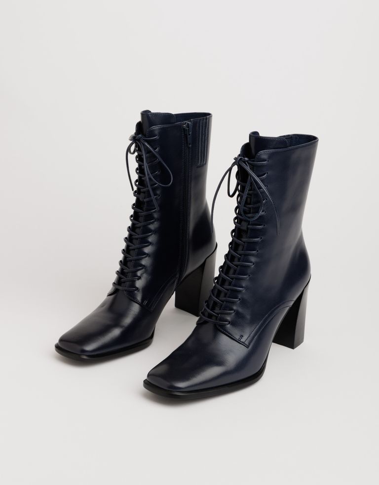 נעלי נשים - Jeffrey Campbell - מגפוני עקב עם שרוכים SCRI - כחול2