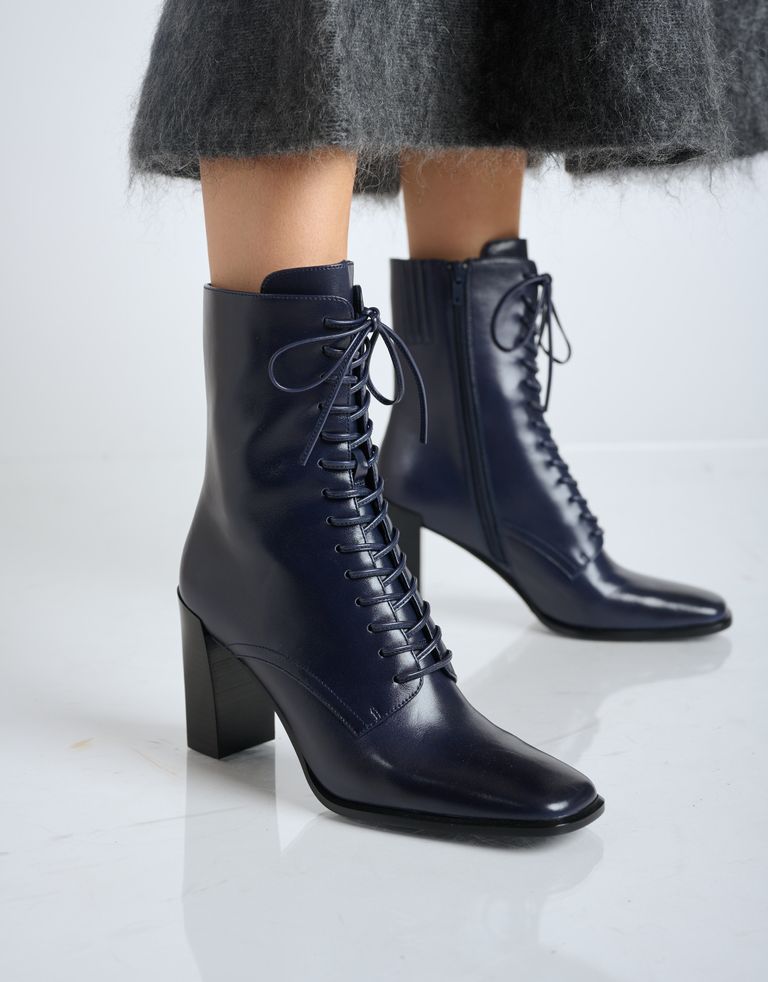 נעלי נשים - Jeffrey Campbell - מגפוני עקב עם שרוכים SCRI - כחול3