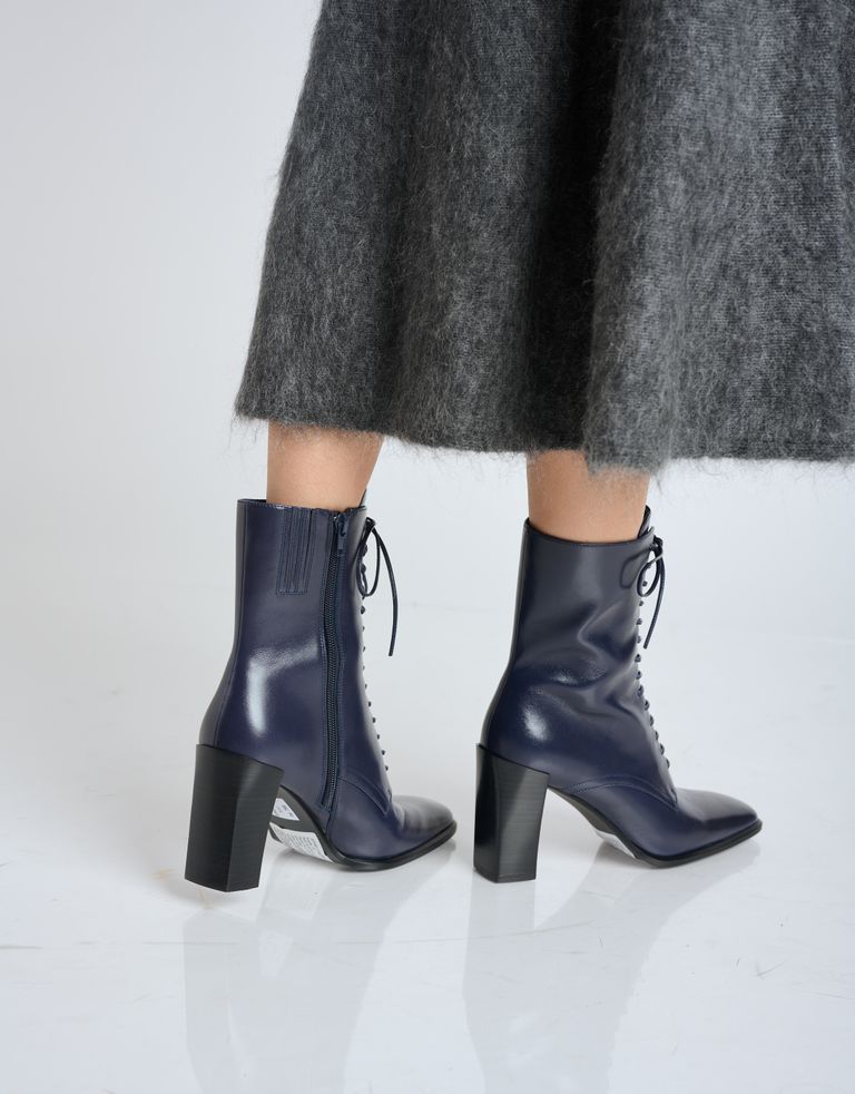 נעלי נשים - Jeffrey Campbell - מגפוני עקב עם שרוכים SCRI - כחול4