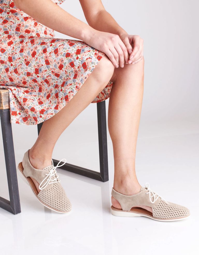 נעלי נשים - Rollie - סנדלי זמש SLINGBACK  PUNC - חום2