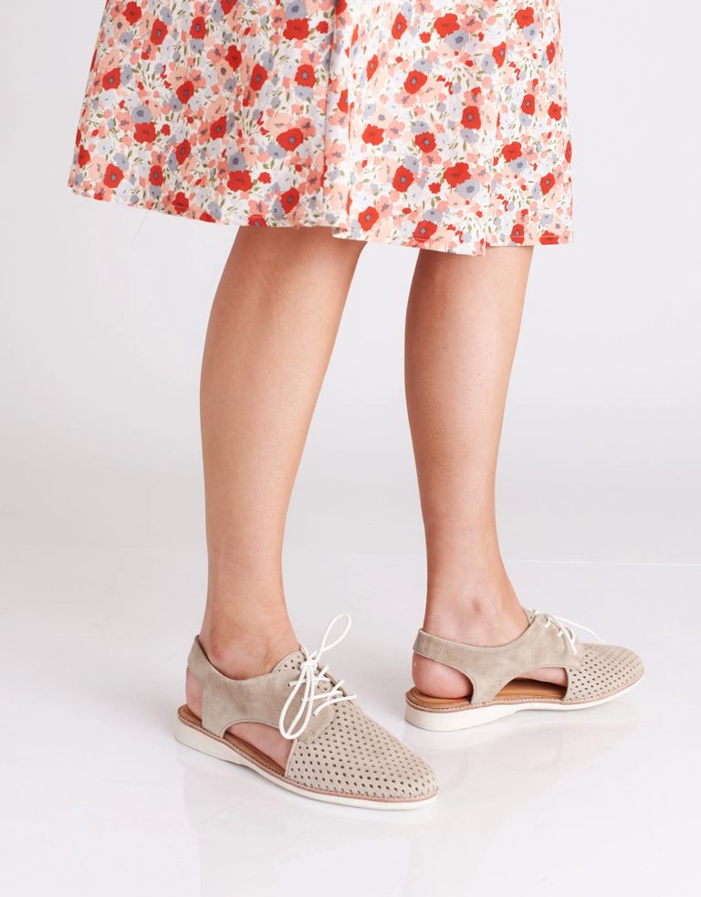 נעלי נשים - Rollie - סנדלי זמש SLINGBACK  PUNC - חום3