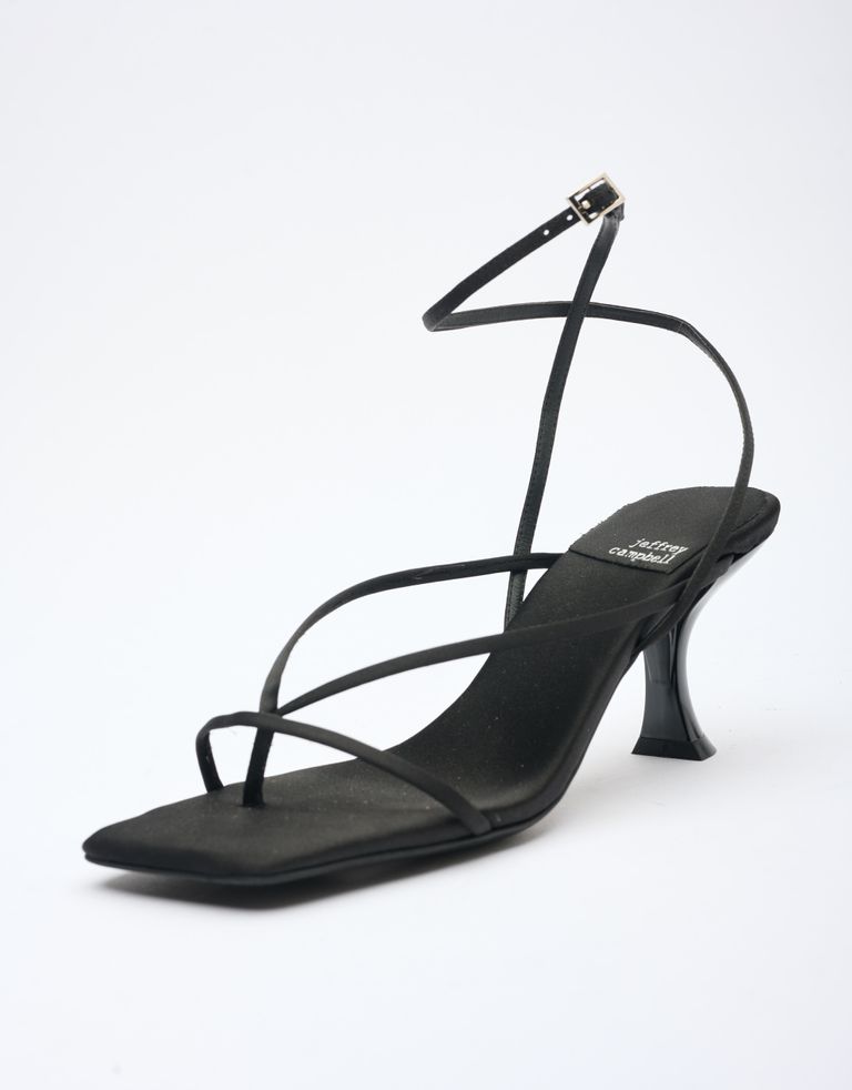 נעלי נשים - Jeffrey Campbell - סנדלי עקב סאטן FLUXX - שחור2