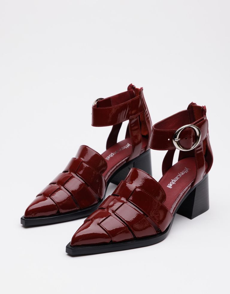 נעלי נשים - Jeffrey Campbell - סנדלי עקב לק MARIA - בורדו3