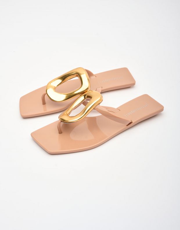 נעלי נשים - Jeffrey Campbell - כפכפי גומי LINQUES - בז'