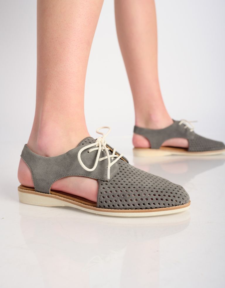 נעלי נשים - Rollie - סנדלי זמש SLINGBACK  PUNC - אפור3